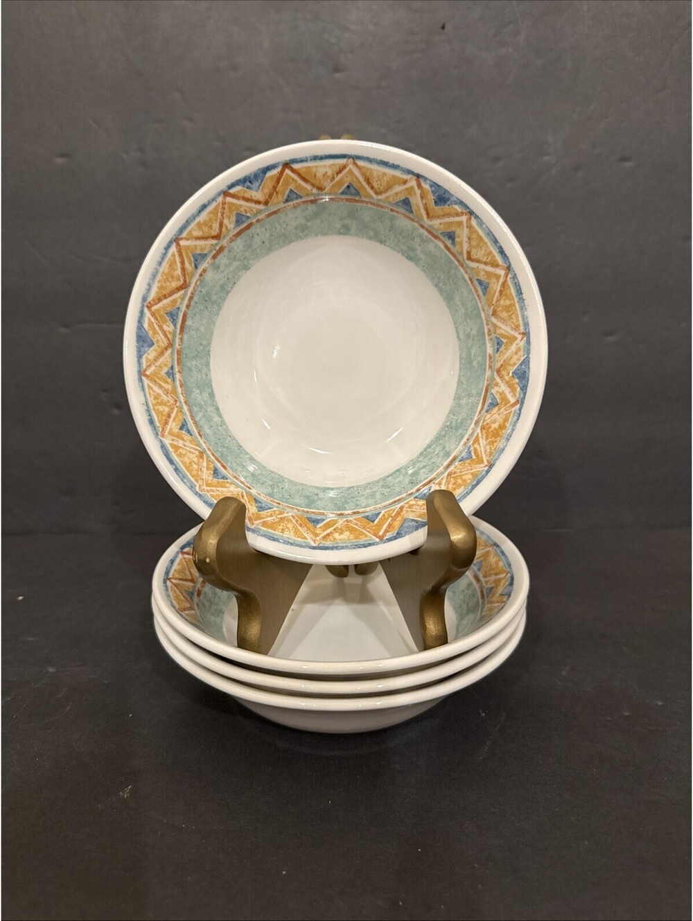 Set of 4 Churchill Ports of Call By Jeff Banks Kabul Cereal Pasta Bowls 6” W